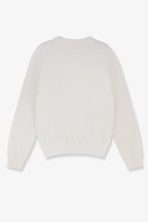 Polo Ralph Lauren women’s cream-colored cotton blend long-sleeved knit sweater with relaxed fit and ribbed cuffs