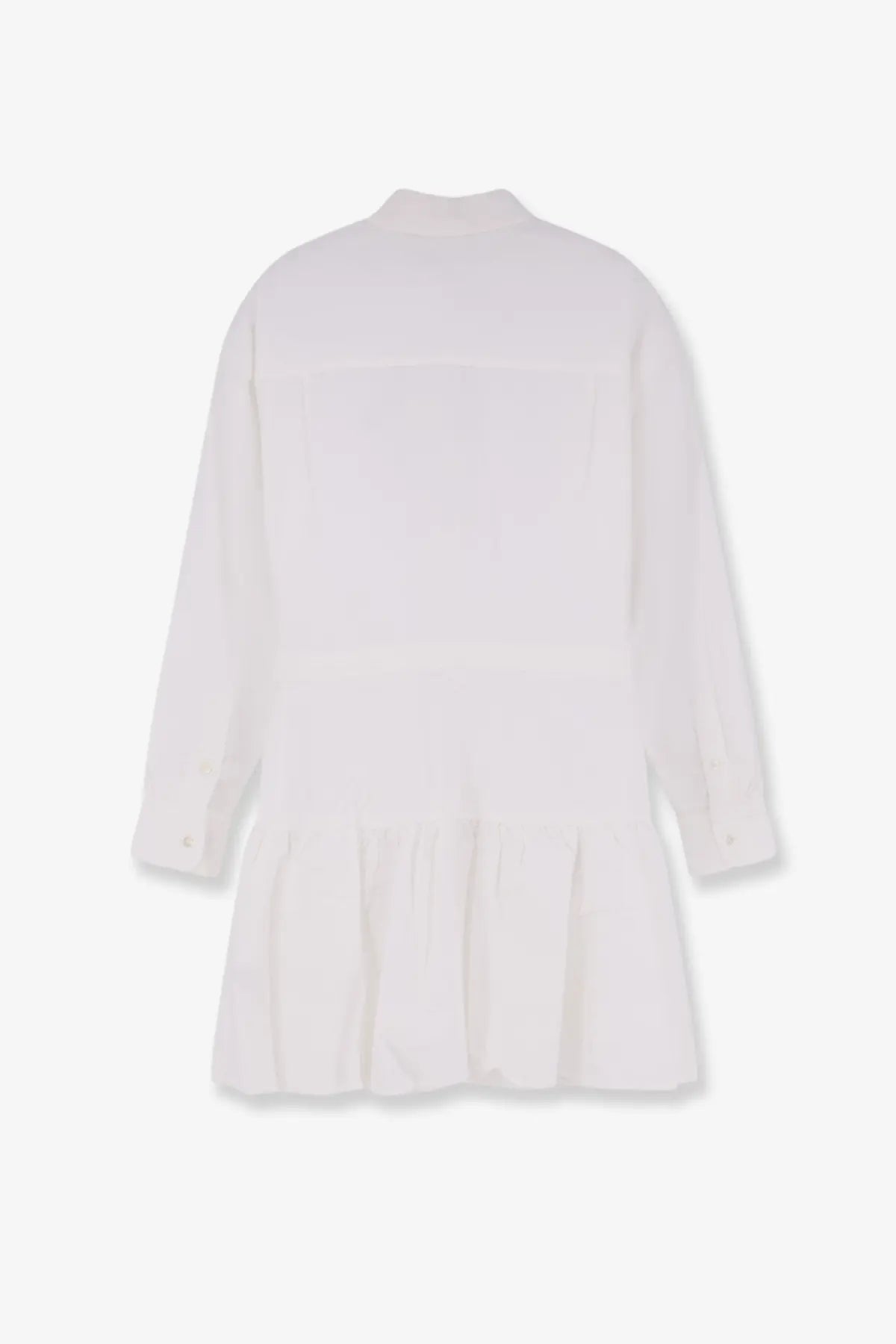 Polo Ralph Lauren women’s white cotton shirt dress with collar long sleeves and flared skirt front view