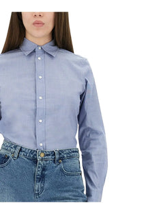 Light blue Polo Ralph Lauren women’s button-down shirt with classic collar and white buttons