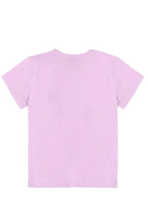 A soft lavender cotton polo ralph lauren women’s shirt with a crew neck and short sleeves