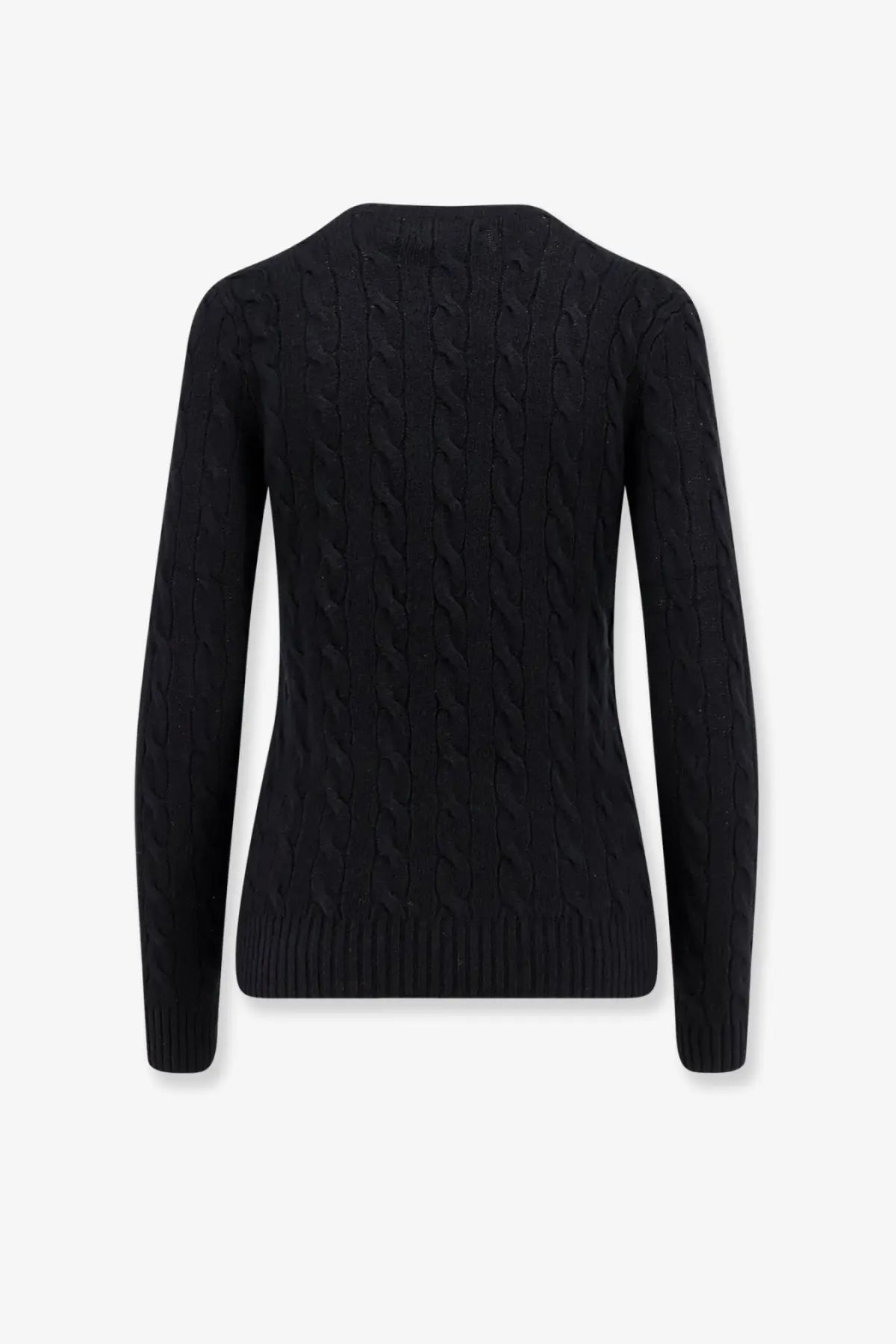 Polo Ralph Lauren women’s black wool and cashmere cable knit sweater with ribbed hem and cuffs