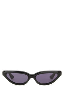 Black cat-eye sunglasses with dark purple lenses from Port Tanger designed for women in the Fanna black style