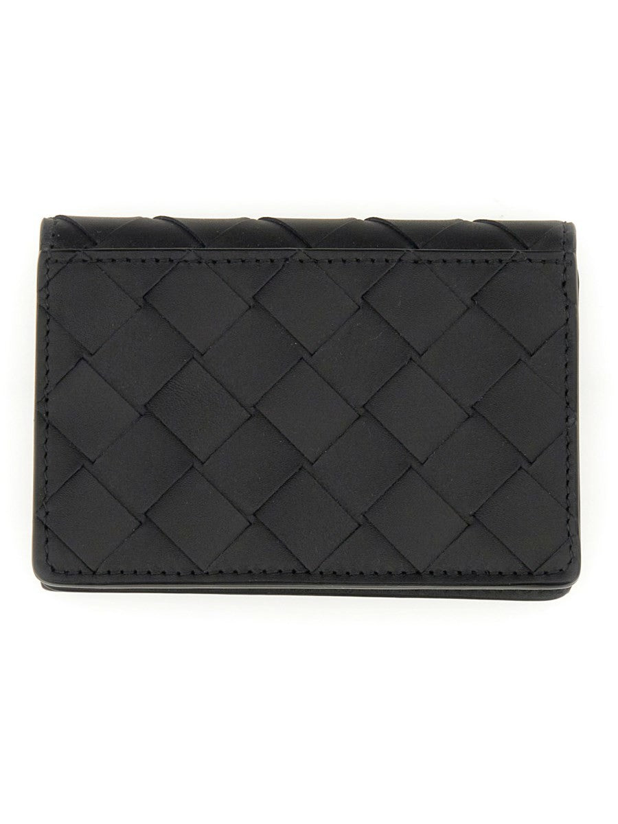 Bottega Veneta Men's Porta Biglietti DA Visita Intrecciato Black