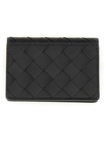 Bottega Veneta Men's Porta Biglietti DA Visita Intrecciato Black