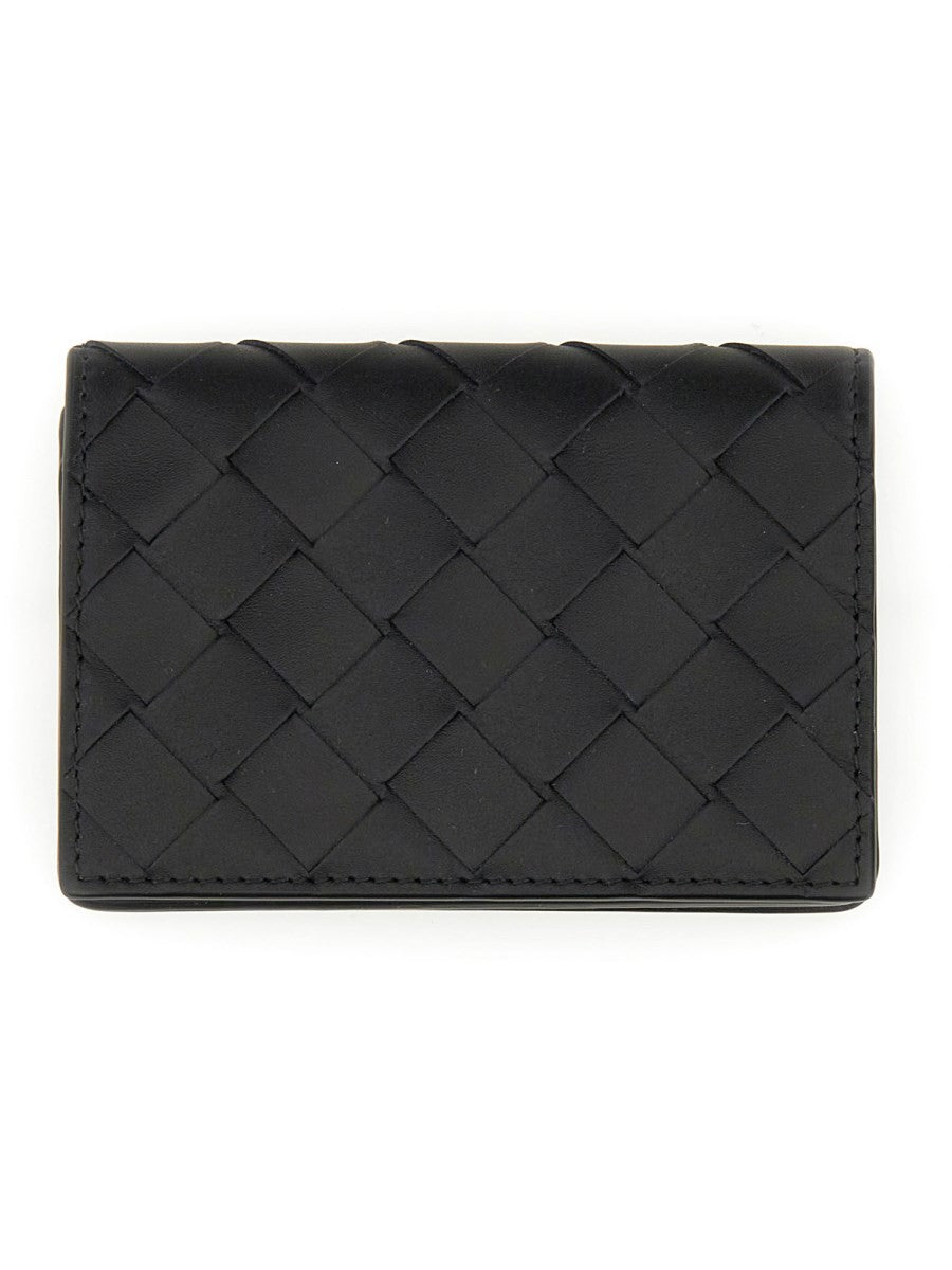 Bottega Veneta Men's Porta Biglietti DA Visita Intrecciato Black