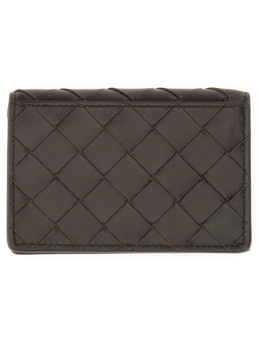Bottega Veneta Women's Porta Biglietti DA Visita Intrecciato Brown