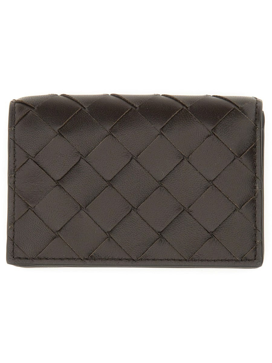 Bottega Veneta Women's Porta Biglietti DA Visita Intrecciato Brown
