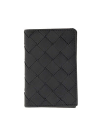 Bottega Veneta Men's Portacarte Intrecciato Con Patta Black