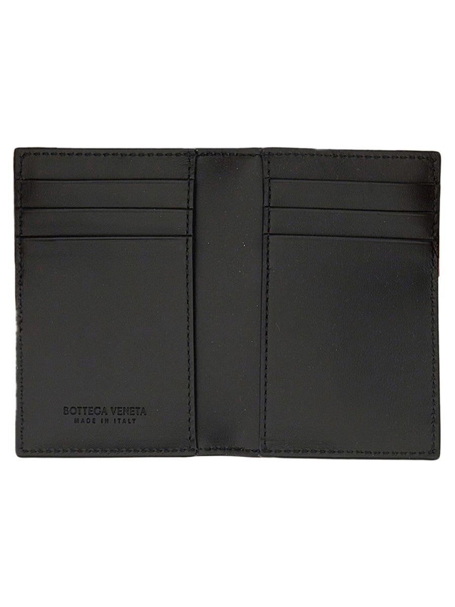 Bottega Veneta Men's Portacarte Intrecciato Con Patta Black