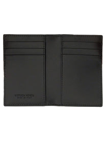 Bottega Veneta Men's Portacarte Intrecciato Con Patta Black