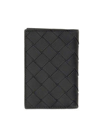 Bottega Veneta Men's Portacarte Intrecciato Con Patta Black