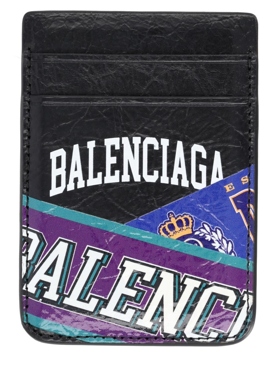Balenciaga Men's Portacarte Magnetico Con Stampa Black