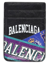 Balenciaga Men's Portacarte Magnetico Con Stampa Black