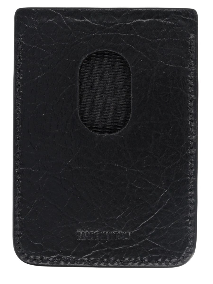Balenciaga Men's Portacarte Magnetico Con Stampa Black