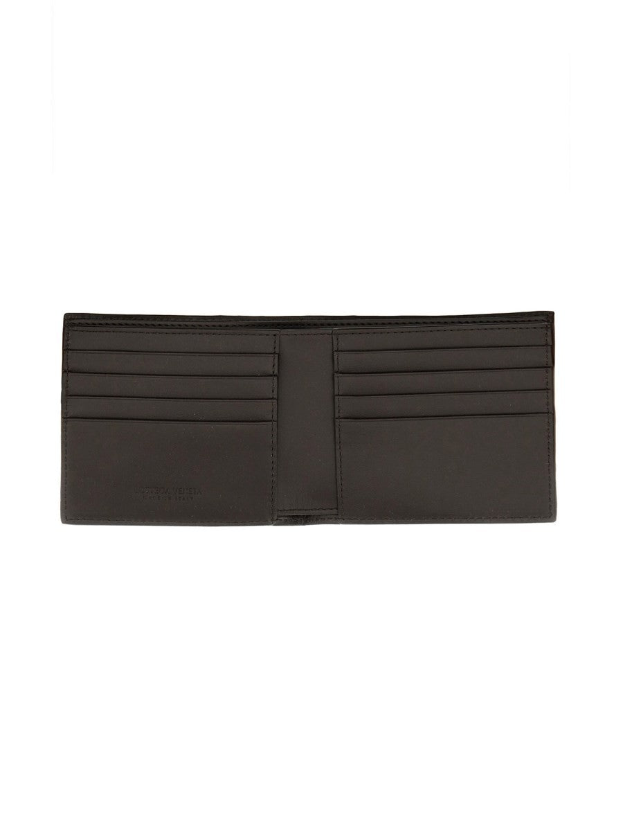 Bottega Veneta Men's Portafoglio Bi Fold Con Motivo Intrecciato Brown