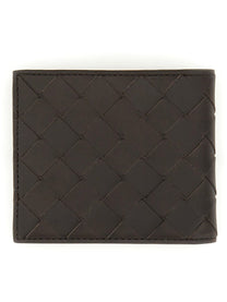 Bottega Veneta Men's Portafoglio Bi Fold Con Motivo Intrecciato Brown
