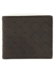 Bottega Veneta Men's Portafoglio Bi Fold Con Motivo Intrecciato Brown