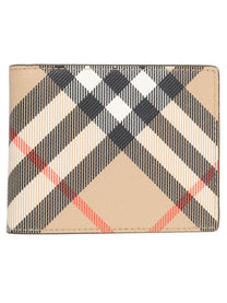 Burberry Men's Portafoglio Bifold Con Stampa Check Beige