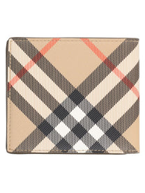 Burberry Men's Portafoglio Bifold Con Stampa Check Beige