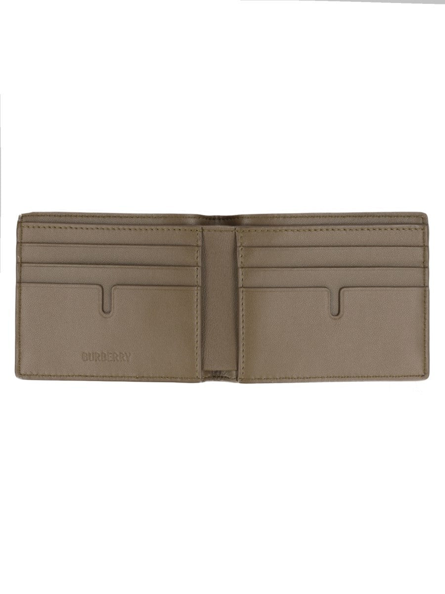 Burberry Men's Portafoglio Bifold Con Stampa Check Beige