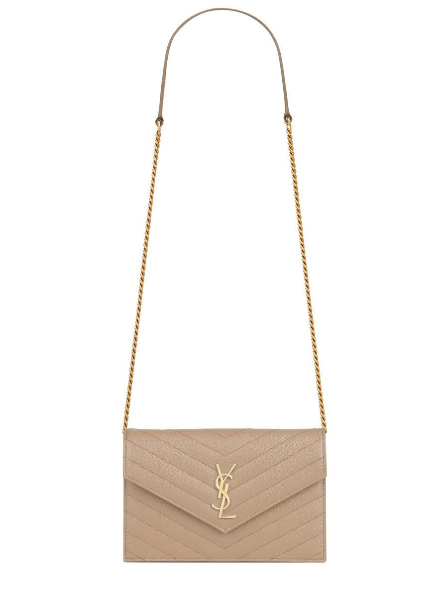 Saint Laurent Women's Portafoglio Con Catena Envelope Cassandre Beige