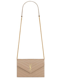 Saint Laurent Women's Portafoglio Con Catena Envelope Cassandre Beige
