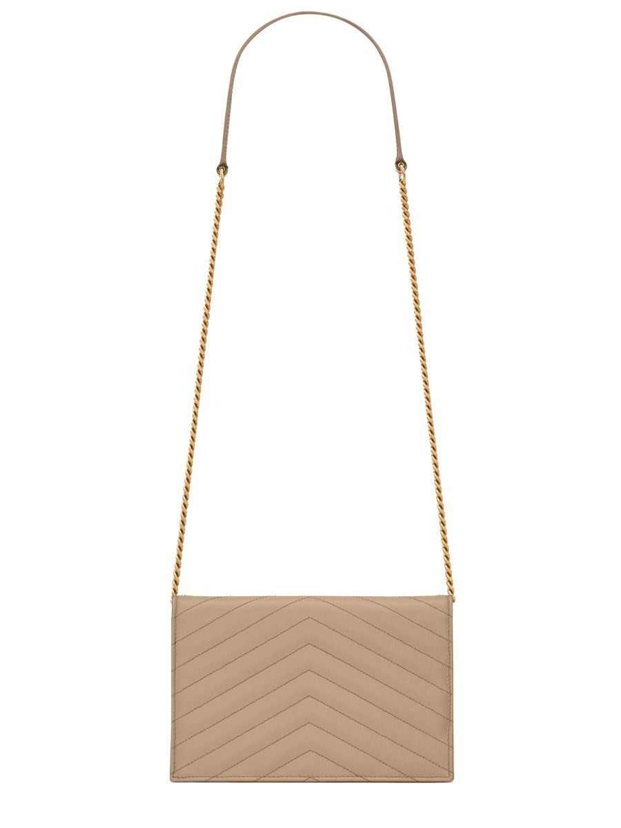 Saint Laurent Women's Portafoglio Con Catena Envelope Cassandre Beige