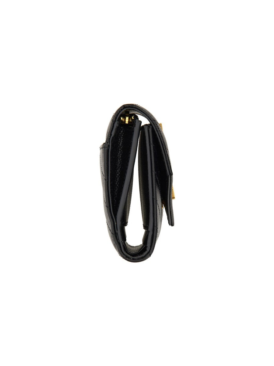 Saint Laurent Women's Tri Fold Cassandre Wallet Black, view 4