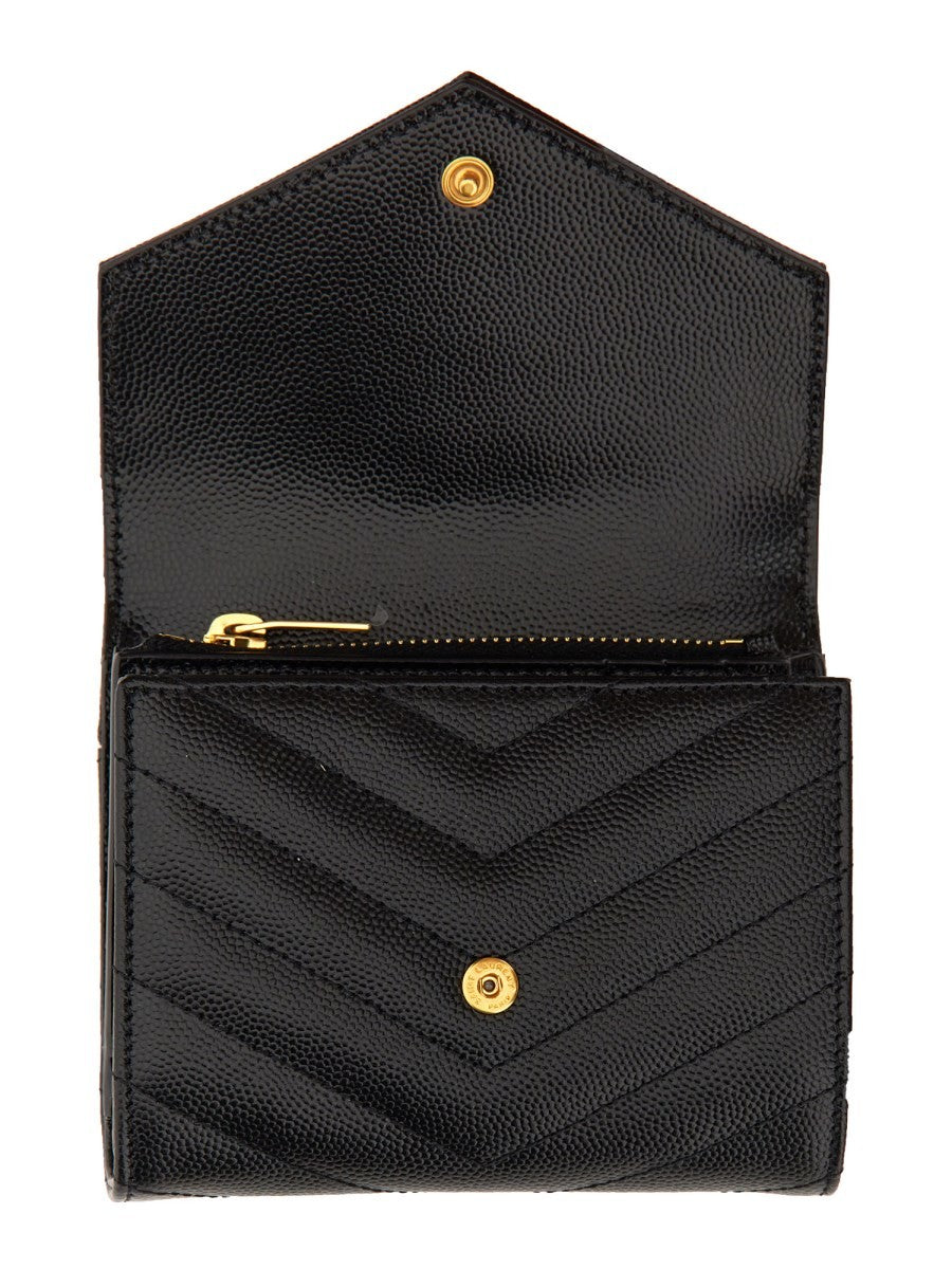 Saint Laurent Women's Tri Fold Cassandre Wallet Black, view 3
