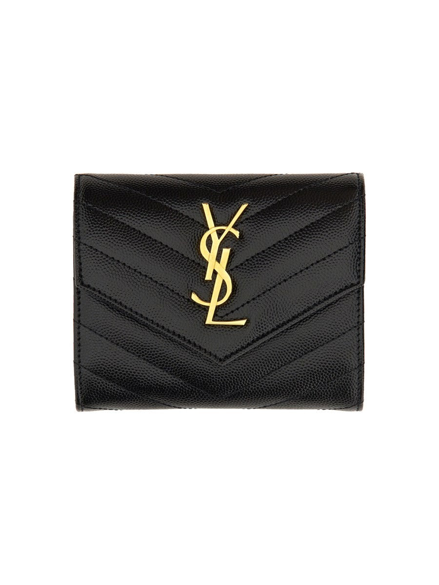 Saint Laurent Women's Tri Fold Cassandre Wallet Black