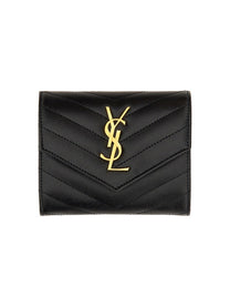 Saint Laurent Women's Tri Fold Cassandre Wallet Black