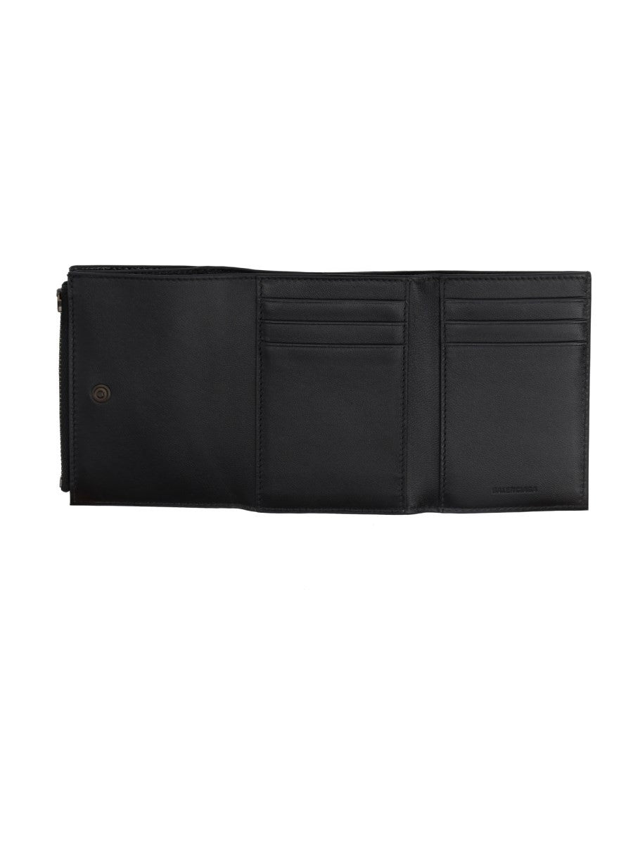 Balenciaga Men's Portafoglio Trifold Con Tracolla LE City Black