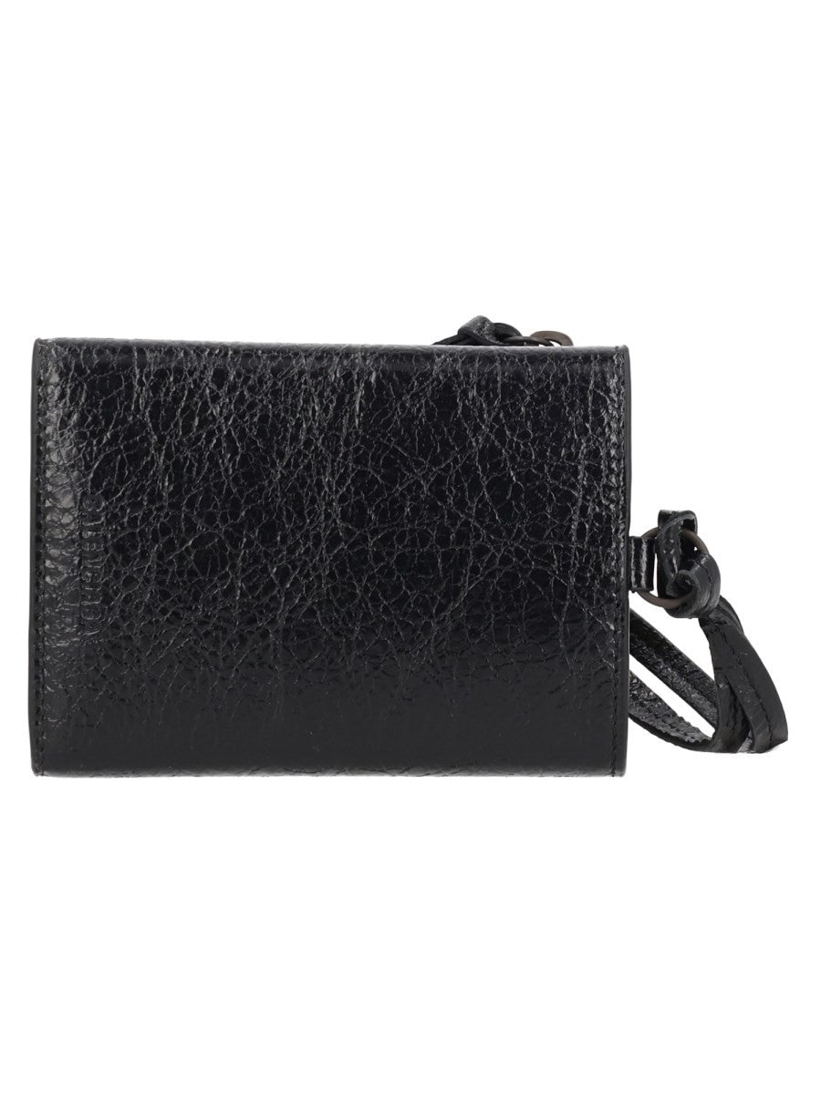Balenciaga Men's Portafoglio Trifold Con Tracolla LE City Black