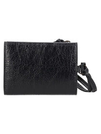 Balenciaga Men's Portafoglio Trifold Con Tracolla LE City Black