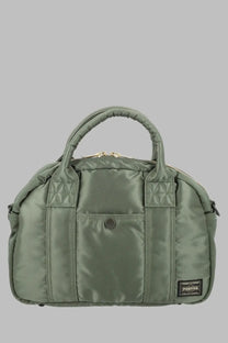 Olive green nylon porter-yoshida &amp; co men’s borsa tanker boston small handbag with quilted handles and black logo patch