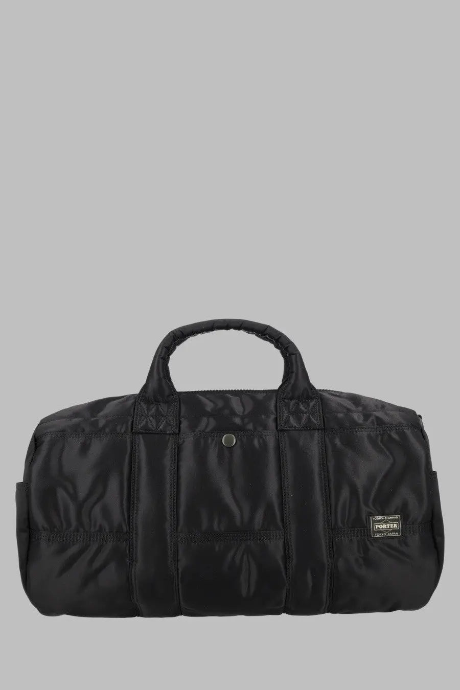 Porter-yoshida &amp; co men’s borsa tanker drum black nylon duffel bag with reinforced handles and branded patch