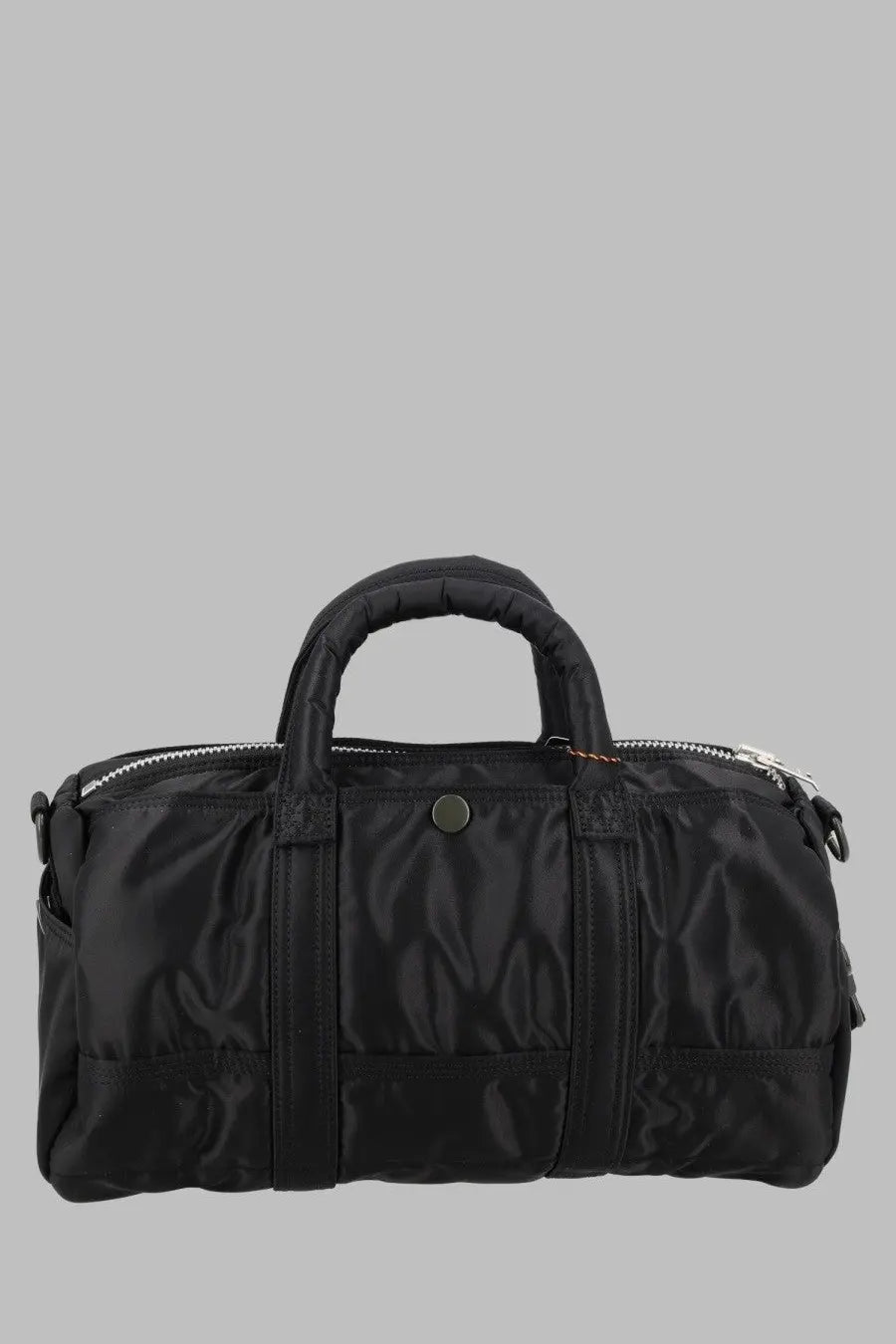 Porter-Yoshida &amp; Co men’s borsa tanker roll black nylon duffel bag with padded handles and silver zipper pulls