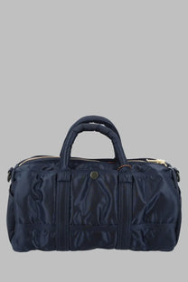 Navy blue nylon Porter-Yoshida &amp; Co men’s borsa tanker roll duffel bag with reinforced straps and gold-tone zipper pulls