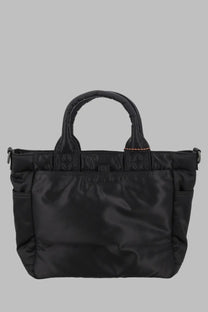 Porter-Yoshida &amp; Co men’s borsa tote tanker black nylon tote bag with quilted handles and subtle stitching details