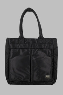 Porter-yoshida &amp; co men’s black porter tote bag with quilted handles and front pockets for daily carrying