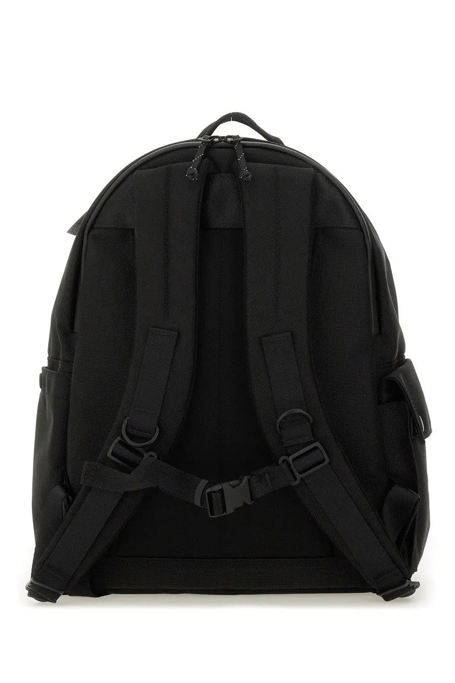 Porter-yoshida &amp; co men’s zaino explorer medium black nylon backpack with adjustable shoulder straps and top handle back view