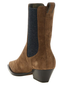 Brunello Cucinelli Precious Loop Detail Ankle Boots Brown
