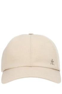 Beige premiata men’s baseball hat with subtle embroidered logo on the side made from soft fabric for casual wear