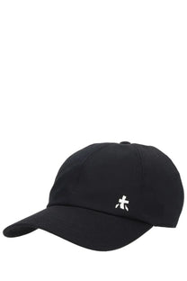 Black premiata men’s baseball hat featuring a small white embroidered logo on the front for casual wear