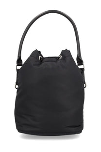 Premiata men’s borsa mia black nylon bucket bag with curved top handle and silver-toned metal hardware