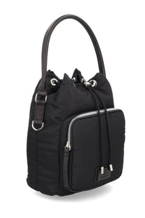 Premiata men’s borsa mia black nylon bucket bag with leather handles and silver toned hardware