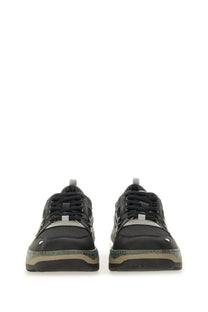 Premiata men’s Drake sneaker in black and gray with a textured patterned midsole for casual wear