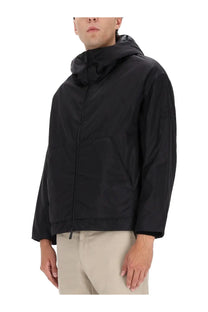 Premiata men’s black hooded jacket with sleek minimalist design and subtle reflective sheen perfect for casual wear