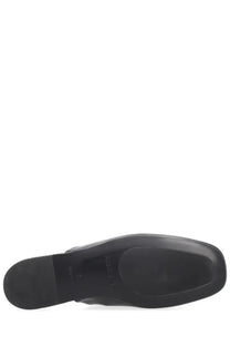 Premiata men’s leather sabot black mule shoe with square toe and rubber sole