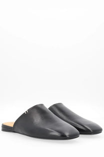 Premiata men’s leather sabot black with sleek minimalist design and subtle stitching details in black leather mules